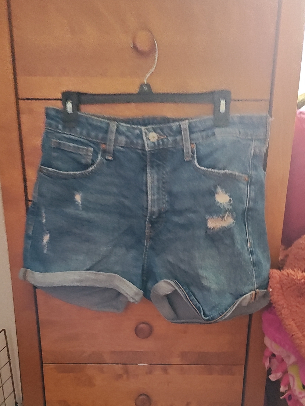 Old Navy Blue Distressed Rolled-Hem Denim Shorts